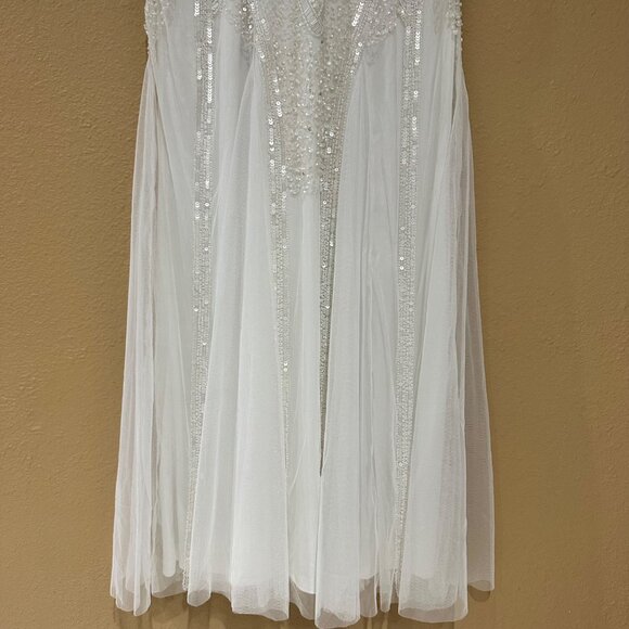 Lulus Maxi Dress Womens Size Large White Beaded Sequin Just the Beginning Bridal - Picture 5 of 8